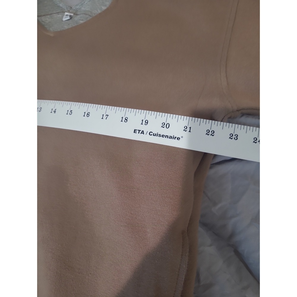 Uniqlo Women SZ L Brown V-Neck 3/4 Sleeve Sweater Dress w/pockets minalmalist - Picture 6 of 10